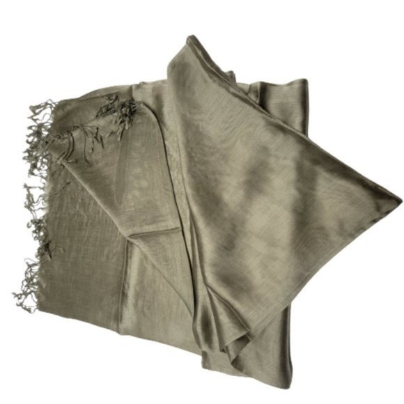 Taupe Green Large Wide Scarf - NEW - Picture 4 of 8